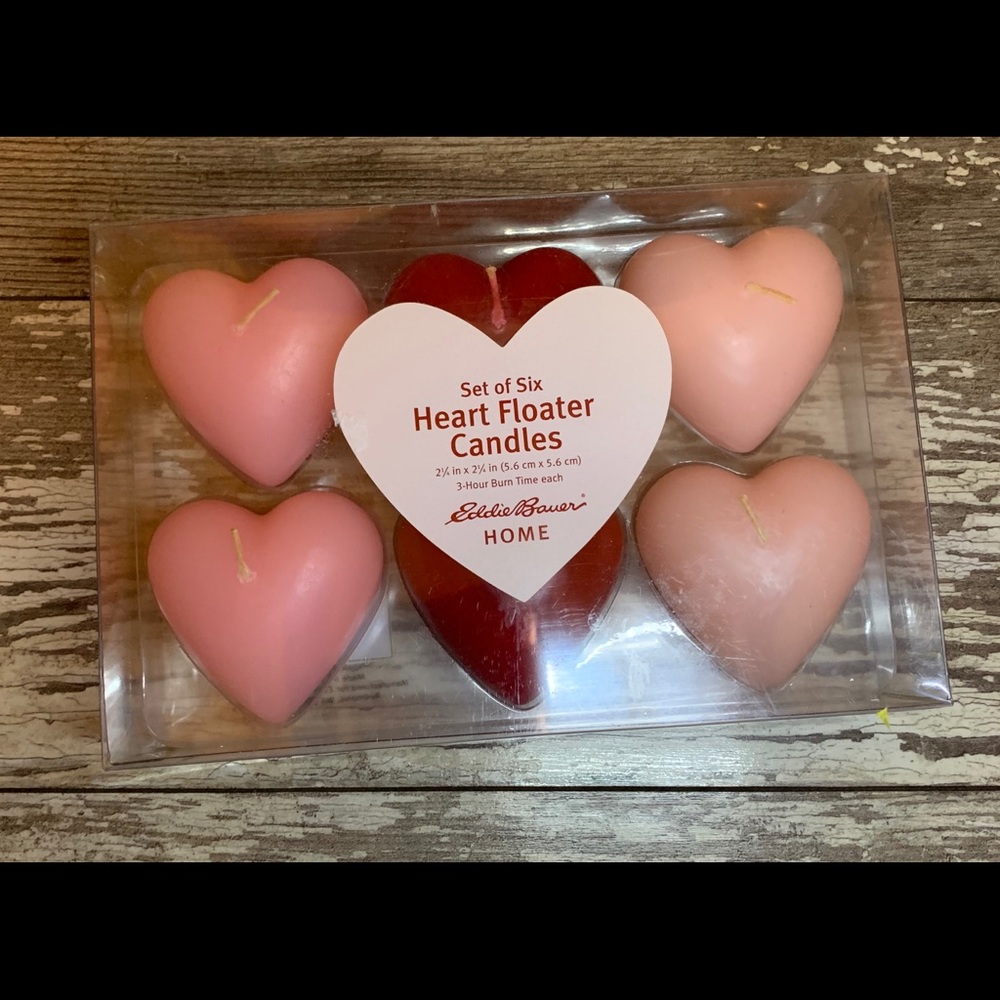 Eddie Bauer Home heart‎ floating candles set of 6 valentines decoration new